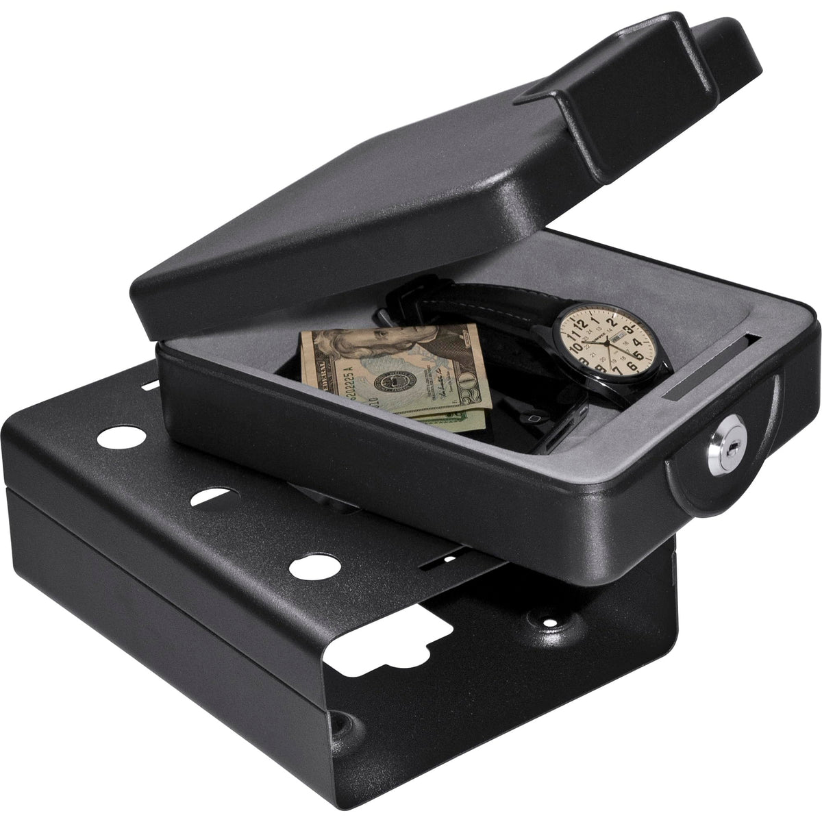 Compact Key Lock Box with Mounting Sleeve by Barska – Medium, 0.0342375 cubic_inches, Alloy Steel, Black, Model AX11812