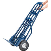 Steel 3-in-1 Convertible Hand Truck with Pneumatic Wheels by Global Industrial – 13"L x 51"W x 21"H, Alloy Steel, Blue, Model 983130