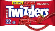 Twizzlers Twists Strawberry Licorice Style Candy Big Bag, 32 oz | Strawberry Flavored Chewy Licorice Style Twists, Low Fat and Kosher, Resealable Big Bag for Movie Nights and Sharing, 32 oz