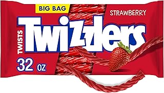 Twizzlers Twists Strawberry Licorice Style Candy Big Bag, 32 oz | Strawberry Flavored Chewy Licorice Style Twists, Low Fat and Kosher, Resealable Big Bag for Movie Nights and Sharing, 32 oz