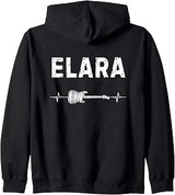 Elara Guitar Heartbeat Music Guitarist Retro Vintage Zip Hoodie