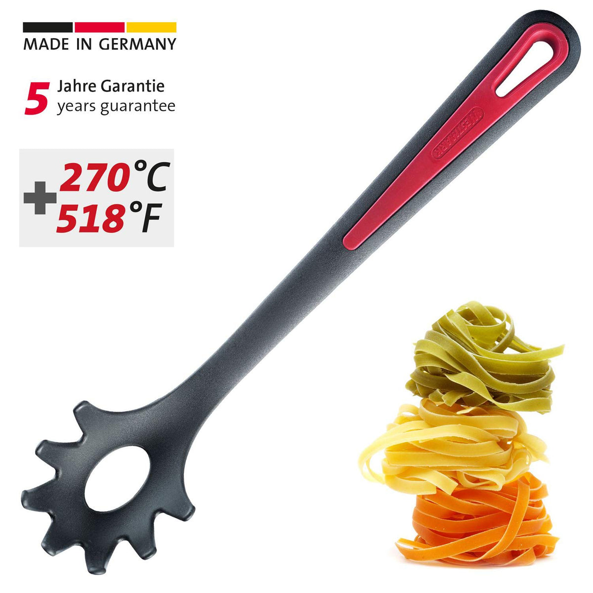 Gallant Plus Spaghetti Spoon PPA TPE by Westmark – 30.5 x 6.2 x 6.3 cm, Plastic, Black/Red, Model 29602275