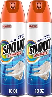 SHOUT Advanced Stain Remover, Foaming | Grease and Oil | 18 oz | Pack of 2