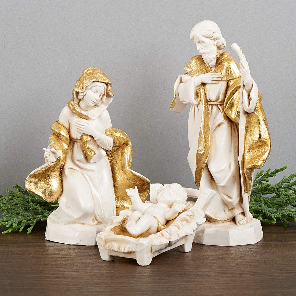Holy Family Set - 12" Scale by Fontanini – 12", manufactured wood, Golden, Pack of 3, Model 54120