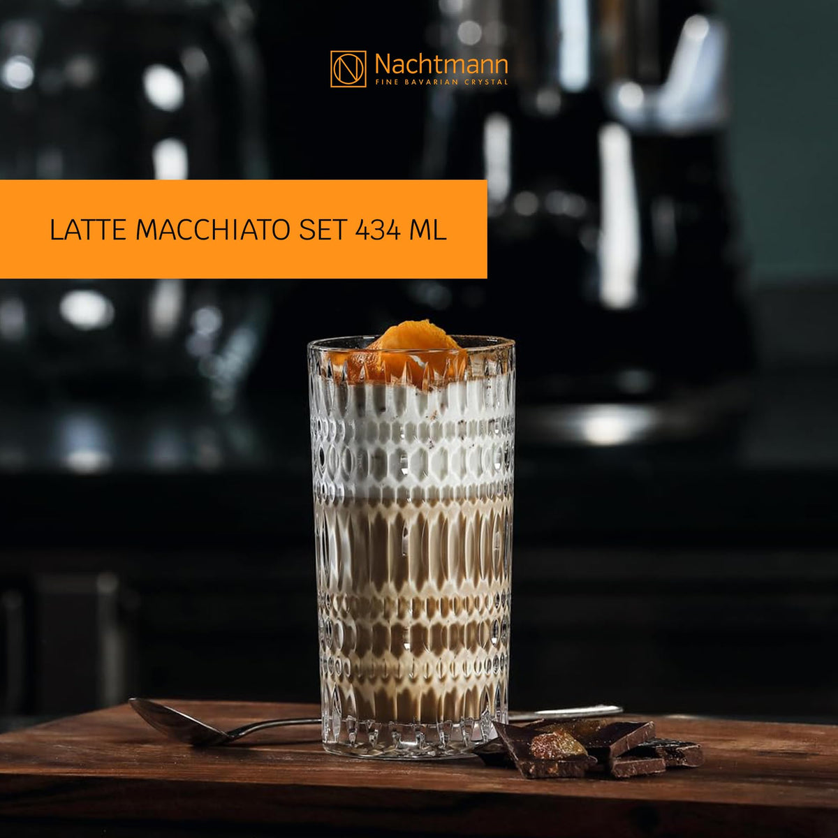 Crystal Latte Macchiato Glasses by Nachtmann – 14.7 Ounces, 0.434 liters, Crystal, Transparent, Model 104903