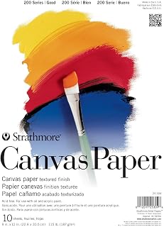 Strathmore 200 Series Tape Bound Canvas Paper Pad, 115 lb. Canvas Texture, 9 X 12 inches, White, 10 Sheets (25-309)