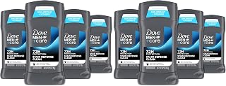 Dove Men+Care Deodorant Stick Stain Defense Clean for Men,Anti-white Marks & Anti-yellow Stains with 72-hour Sweat and Odor Protection 2.7 oz,(Pack of 8)