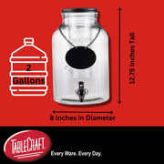 Industrial Collection Glass Beverage Dispenser by Tablecraft – 2.0 gallons, Wood, Clear, Model 10090