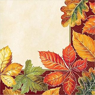 Creative Converting Fall Leaves Napkins, 6.5", Burgundy, Orange, Green, and Ivory