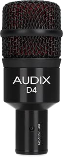 AUDIX D4 Hypercardioid Dynamic Instrument Microphone for Kick Drums, Toms, and Bass Instruments