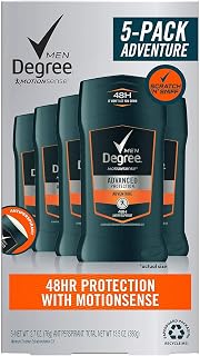 Degree Men Adventure Advanced Protection Antiperspirant Deodorant Stick, 2.7 oz (Pack of 5)