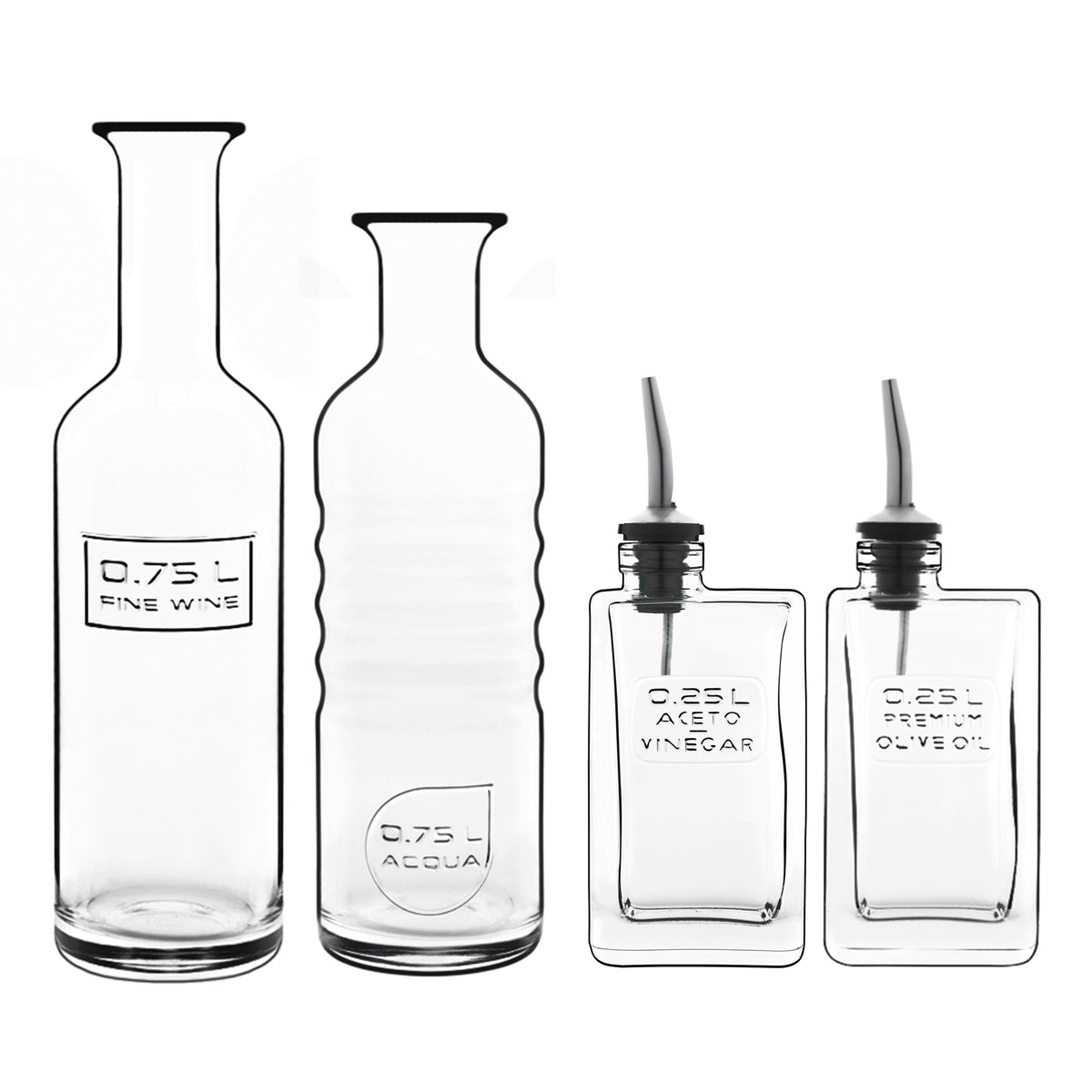 Glassware Set by Luigi Bormioli – 4 piece set, 1 liters, Glass, Clear, Pack of 4