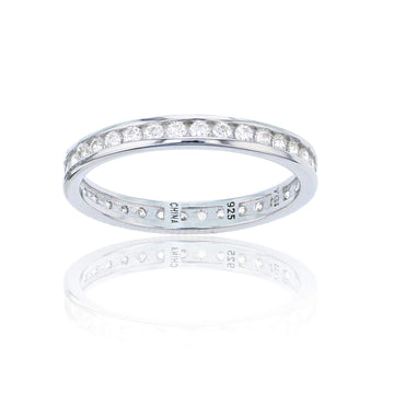 Sterling Silver mm Round Channel Set Eternity Ring by DECADENCE – Metal, Silver