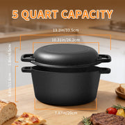 Asderote Cast Iron Dutch Oven Set, 5 Quart, With Bread Baking Tools