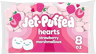 Jet-Puffed Marshmallows, Strawberry Hearts Shaped Valentines Day, 8 oz Bag | Festive Twist for Valentine's Desserts, Sweet & Fluffy, Great for Hot Chocolate