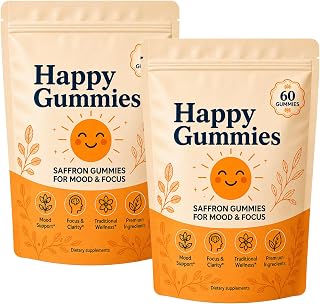 Saffron Gummies for Kids, Calm, Focus 60 Gummies ，2PC | Mood Wellness & Restful Sleep Support, Natural Fruit Flavor, Easy to Take or Mix with Smoothies or Yogurt