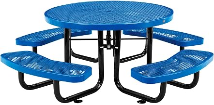 Global Industrial 46" Child Size Round Expanded Picnic Table, Blue
