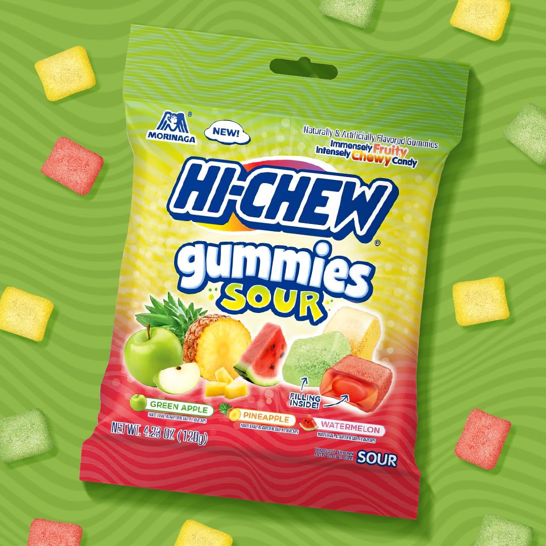 GUMMIES Sour Candy Bag of by HI-CHEW – 4.23 Ounce (Pack of 9), Pack of 9