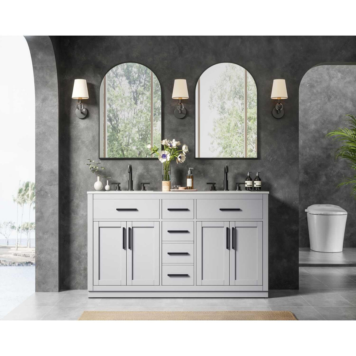 Alden Bathroom Vanity Grey by Lighting Design – Wood, Grey, Model VF29760DGR