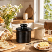 Teapeak Ceramic Butter Keeper, Water Seal Design, Black