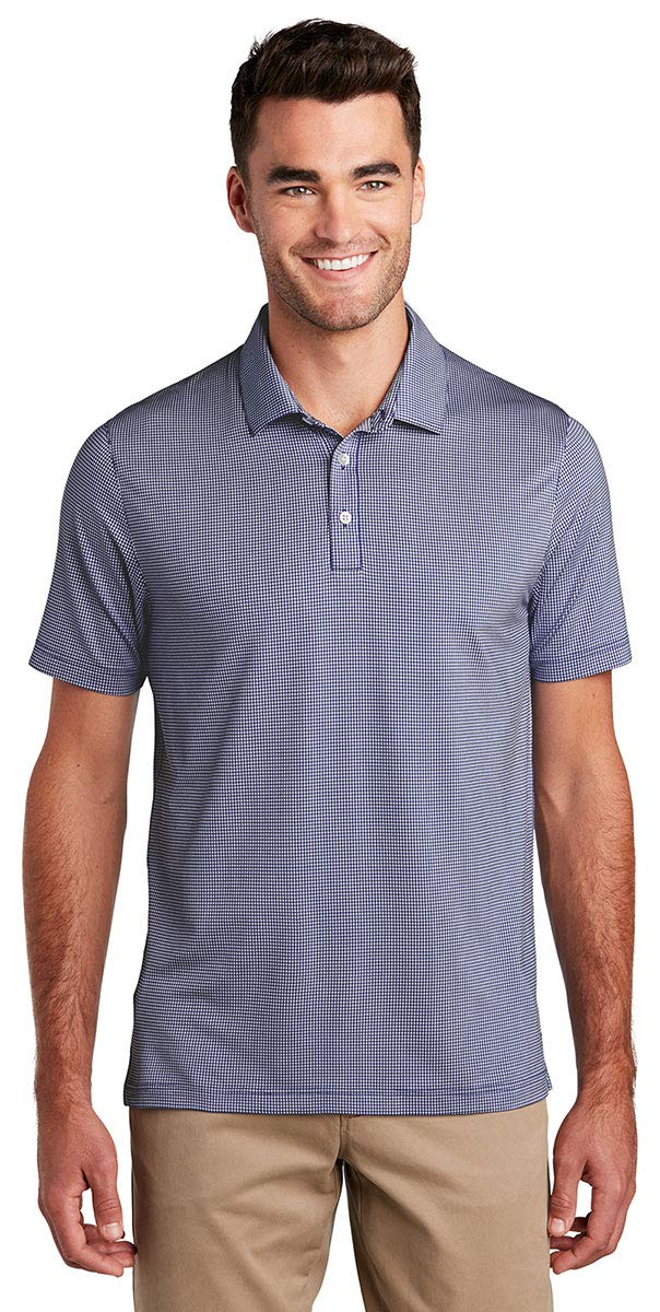 Gingham Polo Shirt by Port Authority – Navy, Model K646