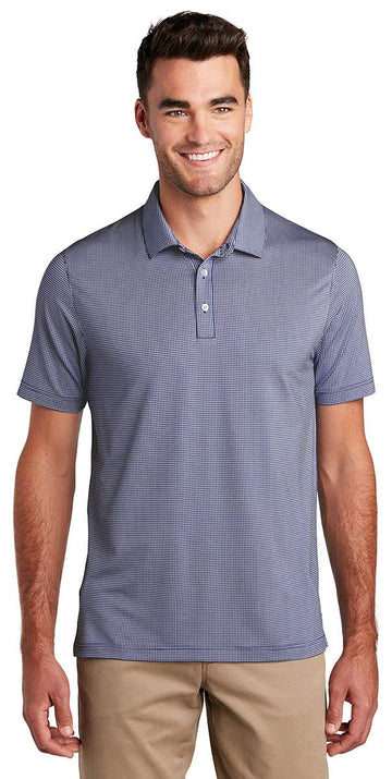 Gingham Polo Shirt by Port Authority – Navy, Model K646