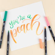 Dual Brush Pen Art Markers by Tombow – 1 Count (Pack of 6), Plastic, Nylon, Just Peachy, Model 56239