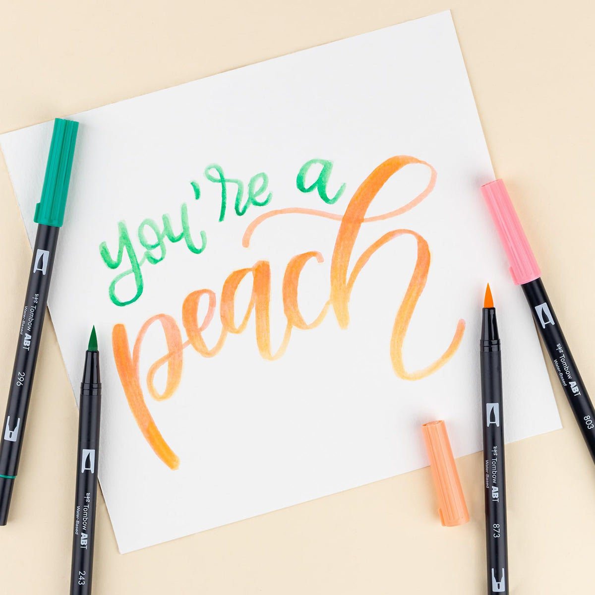 Dual Brush Pen Art Markers by Tombow – 1 Count (Pack of 6), Plastic, Nylon, Just Peachy, Model 56239
