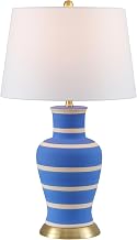 JONATHAN Y Julian Classic Ceramic Urn Metal LED Table Lamp 29", Blue/Beige