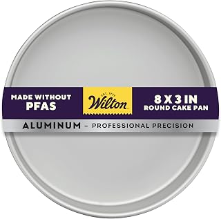 Wilton Aluminum Round Cake Pan, Made Without PFAS, 8 x 3 in
