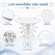 Willinglong Snowflake Cake Stand Set, 3 Sizes, White