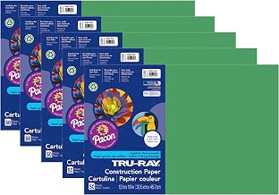 Tru-Ray Construction Paper, Holiday Green, 12" x 18", 50 Sheets Per Pack, 5 Packs