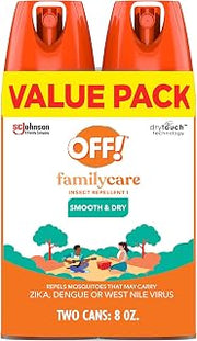 OFF! Family Care Mosquito & Tick Repellent Aerosol, Bug Spray Containing 15% DEET, Smooth & Dry Bug Spray, 4 Oz (Pack of 2)