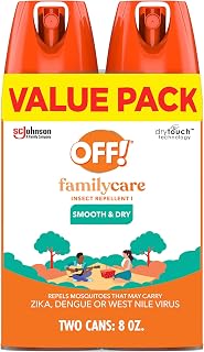 OFF! Family Care Mosquito & Tick Repellent Aerosol, Bug Spray Containing 15% DEET, Smooth & Dry Bug Spray, 4 Oz (Pack of 2)