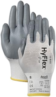Ansell 103331 HyFlex 11-800 Foam Nitrile Palm Coated Knit Assembly Gloves, 0.33" Height, 9" Length, 5" Wide, Size 7, White (Pack of 12)