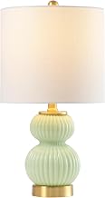 JONATHAN Y Daphne Ribbed Gourd Metal/Glass Table Lamp 20", Mint Green