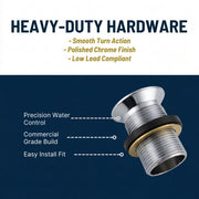 Krowne 1/2" NPS Nickel Plated Brass Drain – 4"L x 4"W x 6"H, Brass, Silver, Model 23-110