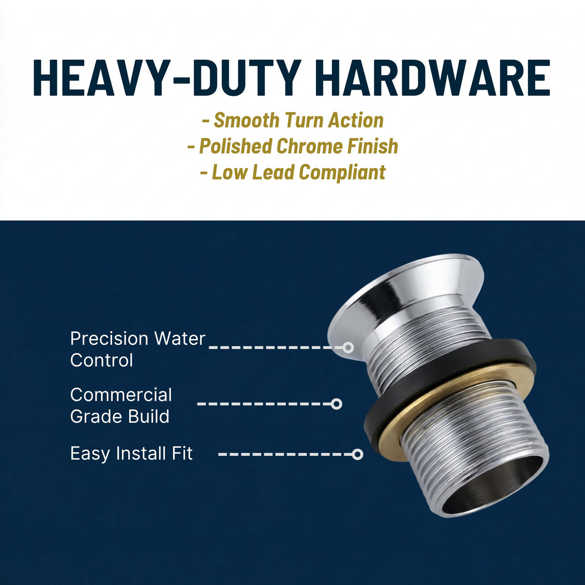 Krowne 1/2" NPS Nickel Plated Brass Drain – 4"L x 4"W x 6"H, Brass, Silver, Model 23-110