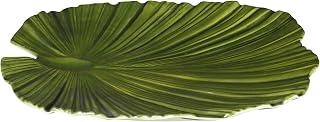 Elite Global Solutions M14PL-DG Large Palm Leaf Platter, 14" x 13 1/2" x 1 3/4" h., Melamine, Design Green (Pack of 3)