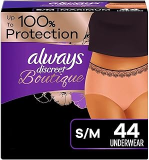 Always Discreet Boutique Incontinence Underwear, Maximum Absorbency, S/M (44 Ct)