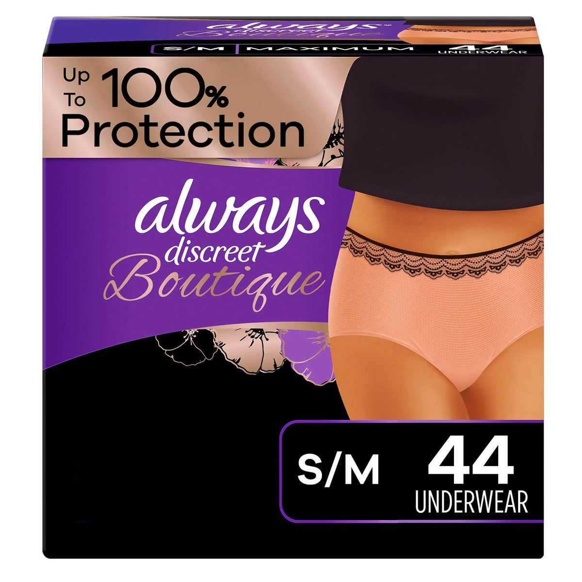 Discreet Boutique Incontinence Underwear by Always – Rosy, Pack of 44, Model 990008512