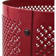 Outdoor Perforated Steel Trash Can with Flat Lid by Global Industrial – Steel, Red, Model 261925RD