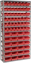 Global Industrial 13 Shelf Steel Shelving, (72) 4" H Red Plastic Bins
