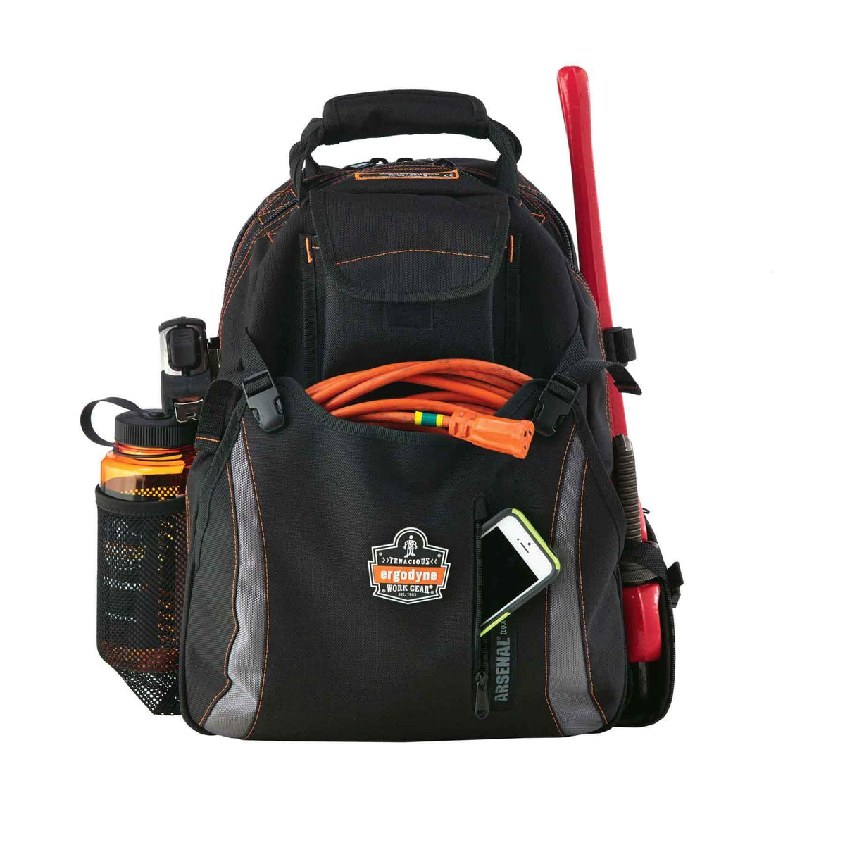 Arsenal 5843 Tool Backpack Dual Compartments by Ergodyne – Standard, Polyester, Black, Model 13743