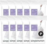 simplehuman Code P 200 Count Custom Fit Liners, Drawstring Kitchen Trash Bags, One-by-One Mess-Free Dispense, Extra Thick & Double Seamed, 50% PCR Plastic, 50-60 Liter / 13-16 Gallon, White