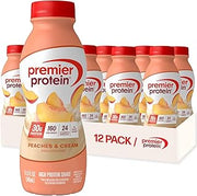 Premier Protein Shake, Peaches & Cream, 30g Protein, No Added Sugar, 24 Vitamins & Minerals to Support Immune Health, 11 fl oz, 12 Pack (Packaging May Vary)