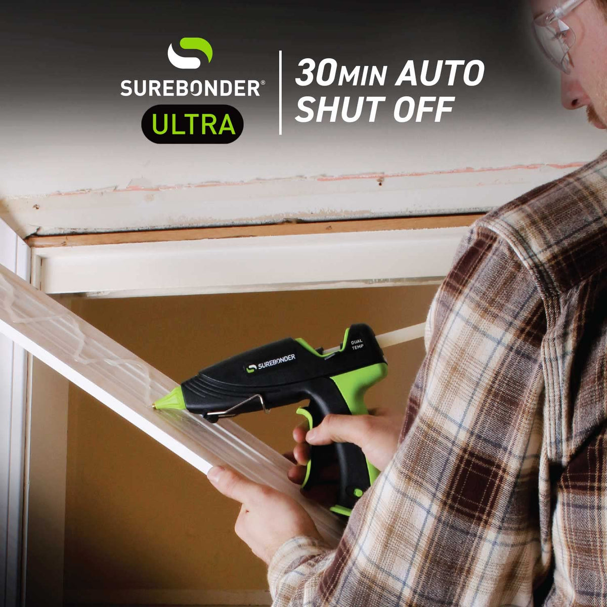 Hot Glue Gun and Glue Sticks by Surebonder – Black and Green, Model DT-3100FAMZS