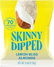 SkinnyDipped Lemon Bliss Almonds Mini Snack Packs | 24 Pack | Crunchy Whole Almonds Thinly Dipped in Yogurt | Plant Protein Snack Packs