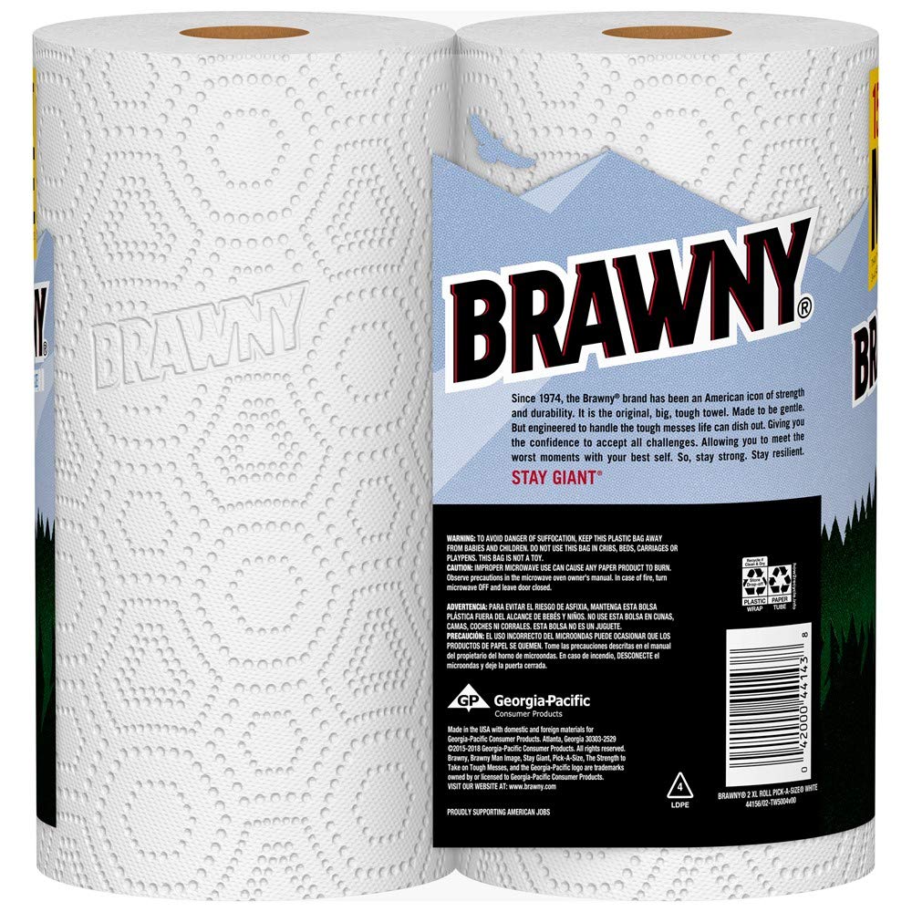 Brawny 1 / 16 Rolls (130 Sheets each) / White Paper Towels
