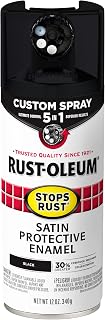Rust-Oleum Stops Rust Custom 5-in-1 Spray Paint, Satin Black | Rust Preventive Enamel, Multi Surface (Metal, Wood and More), Adjustable Dial for Better Control, Fast Dry, Comfort Tip